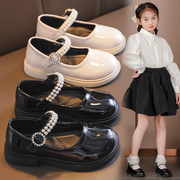 儿童鞋子女童皮鞋春秋，2023黑色洛丽塔，公主鞋软底小学生演出鞋