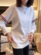 白色长袖t恤女纯棉，2024年韩版圆领休闲百搭中长款欧货打底衫上衣