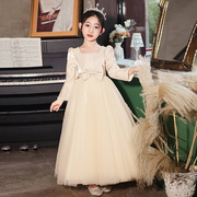 儿童礼服公主裙秋季花童生日婚礼，主持人小女孩高端走秀钢琴演出服