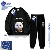 NASA儿童春装套装2023男童女童帅气熊猫卫衣卫裤运动服两件套
