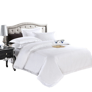 酒店床单三四件套60支涤纶tc棉宾馆，床上用品被套被罩枕套加密