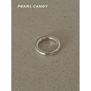 PEARL CANDY 银色光面素圈 极简经典日常高级感粗圈 990纯银戒指