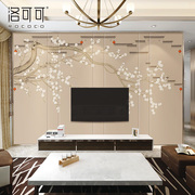 中式壁纸电视背景墙纸梅花壁画卧室客厅沙发影视墙壁布墙布3d无缝