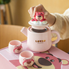 迪士尼草莓熊茶壶套装可爱泡茶壶水杯新年礼物下午茶具新婚伴手礼