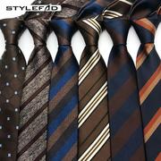 领带男士正装宽版英伦咖啡条纹，个性复古衬衫领带配饰手打长款潮拍