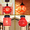 中国红灯笼现代中式景德镇led陶瓷，单头阳台过道，玄关吸顶吊灯实木