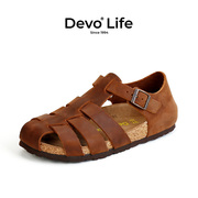 devo的沃软木凉鞋，罗马个性潮流时尚复古夏季休闲日系女凉鞋56109