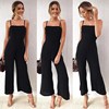 2018欧美夏季显瘦高腰吊带连体长裤女romper women jumpsuits