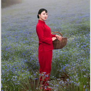 九儿演出服装女九儿同款红高粱，舞蹈服考级衣服，秧歌服怀旧村姑服装