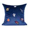 高档样板房儿童装饰抱枕，沙发床靠垫蓝色，太空宇宙主题星球靠包