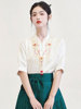 新中式国风设计感白色短袖T恤女装古风马面裙搭配绝美刺绣上衣春