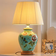 台灯卧室床头灯客厅美式复古新中式欧式田园温馨遥控陶瓷台灯F款