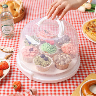 纸杯蛋糕包装盒重复使用马芬杯子蛋糕盒子烘焙手提透明甜品打包盒