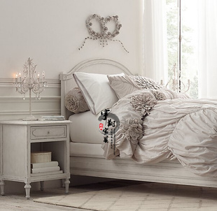美式乡村实木床法式复古白色单人床双人床，欧式雕花地中海家具儿童