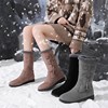 雪地靴女2021冬季加绒加厚平底靴子中筒靴，保暖妈妈棉鞋子