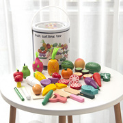 儿童厨房仿真木质水果蔬菜套装男女宝宝厨具大号磁吸性切切乐玩具