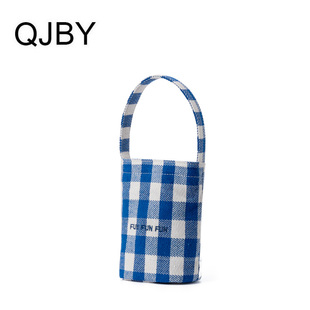 QJBY格子帆布迷你款水桶包mini少女春天色系休闲可爱帆布手提小包