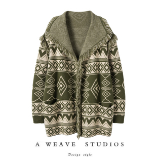 实力工厂尖货~100%纯山羊绒，开衫女流苏外套，中长款秋冬大码加厚