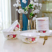 欧式金边骨瓷6英寸防烫高脚面碗家用陶瓷碗创意澳式汤碗网红餐具