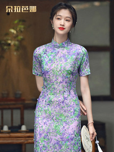 朵拉芭娜中式旗袍，2023夏季优雅中国风，苎麻印花日常改良连衣裙