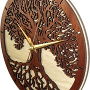 生命之树时尚创意木头钟大挂钟，创意客厅墙面壁挂表石英时钟静音