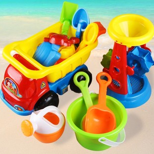 儿童沙滩玩具车套装水桶挖沙铲子，玩沙海边宝宝小男女孩工具决明子