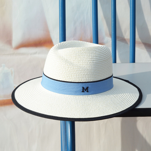 防紫外线 夏天帽子女礼帽M标女士草帽沙滩帽太阳帽防晒时尚遮阳帽