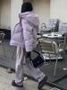 紫色短款羽绒棉服女冬季2023韩系棉袄棉衣小个子加厚夹棉外套