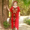 中老年夏短袖连衣裙加肥大码胖妈妈装时尚宽松遮肚子惊艳红花长裙