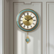 欧式轻奢挂钟客厅钟表家用陶瓷大气时钟美式创意时尚艺术装饰挂表