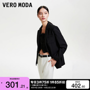 v区绫致veromoda西装，外套女2023秋冬直筒翻领黑长袖简约通勤