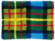 段段绣毛线绣地毯，绒绣钩针，地垫坐垫彩色条纹格(2件)