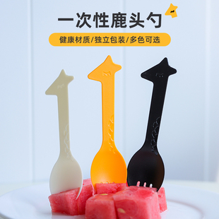 水果叉子一次性单独包装甜品蛋糕西点寿司小叉勺塑料商用勺子可爱