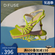DFuse迪芙斯2023夏季羊皮方头条带细跟凉鞋高跟鞋DF32115350