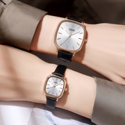 复古简约韩版长方形一对情侣皮带手表女士时尚石英真皮国产腕表