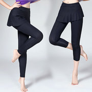 舞蹈裤女成人莫代尔形体练功裤，弹力拉丁舞蹈裤假两件紧身训练裙裤