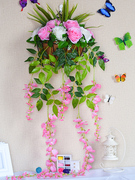 创意仿真花套装客厅壁挂花壁挂吊篮玫瑰假花植物墙壁阳台装饰花艺