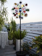 太阳能灯风车花园阳台布置庭院装饰创意铁艺户外室外旋转摆件