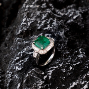 太府珠宝18K金钻石围镶天然祖母绿戒指GUILD证书微油赞比亚祖母绿