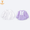 宝然女宝宝衬衫秋款纯棉长袖娃娃，衫1-岁女童，开衫衬衣婴儿春装3206