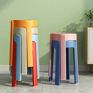 家用塑料加厚凳子可叠放餐椅网红风车餐桌椅子现代简约餐厅书桌用