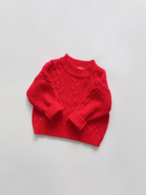 新年亲子男女儿童宝宝大红色，软糯包芯纱复古麻花针织，半高领厚毛衣