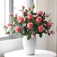 仿真保加利亚玫瑰花花束，假花摆设塑料花装饰客厅电视柜餐桌摆件