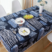 民族风餐厅桌布家用复古仿蜡染棉麻布艺茶几台布方形客栈茶室盖巾