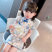 女童旗袍裙子宝宝夏装中国风薄款改良儿童洋气纯棉连衣裙夏季