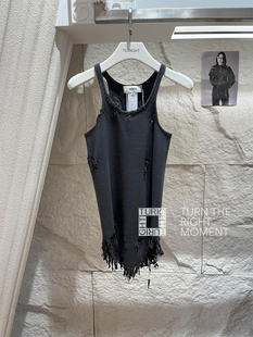 turight买手店24ssethor设计师品牌，时尚深灰色做旧破洞背心