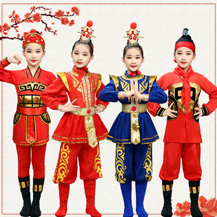 儿童花木兰演出服舞蹈戏曲，表演服男女童古代士兵，盔甲将军演出服装