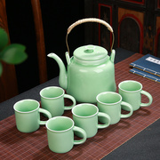 青瓷瓷器茶壶陶瓷大容量凉水壶大号冷水壶提梁泡茶壶套装家用