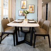 北欧大理石餐桌椅，组合现代实木餐桌简约小户型，家用客厅长方形饭桌