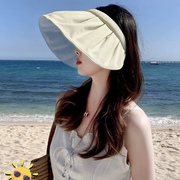 防晒帽女夏季防紫外线，贝壳遮阳帽空顶，太阳帽子夏天可折叠2024